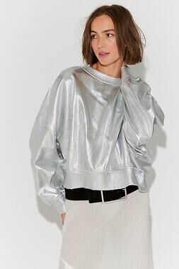 NWT Gaia Coated sweater silver size small